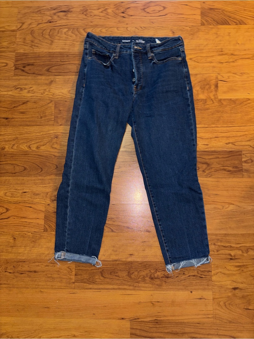 Old Navy High-Rise OG Straight Jeans in Dark Blue